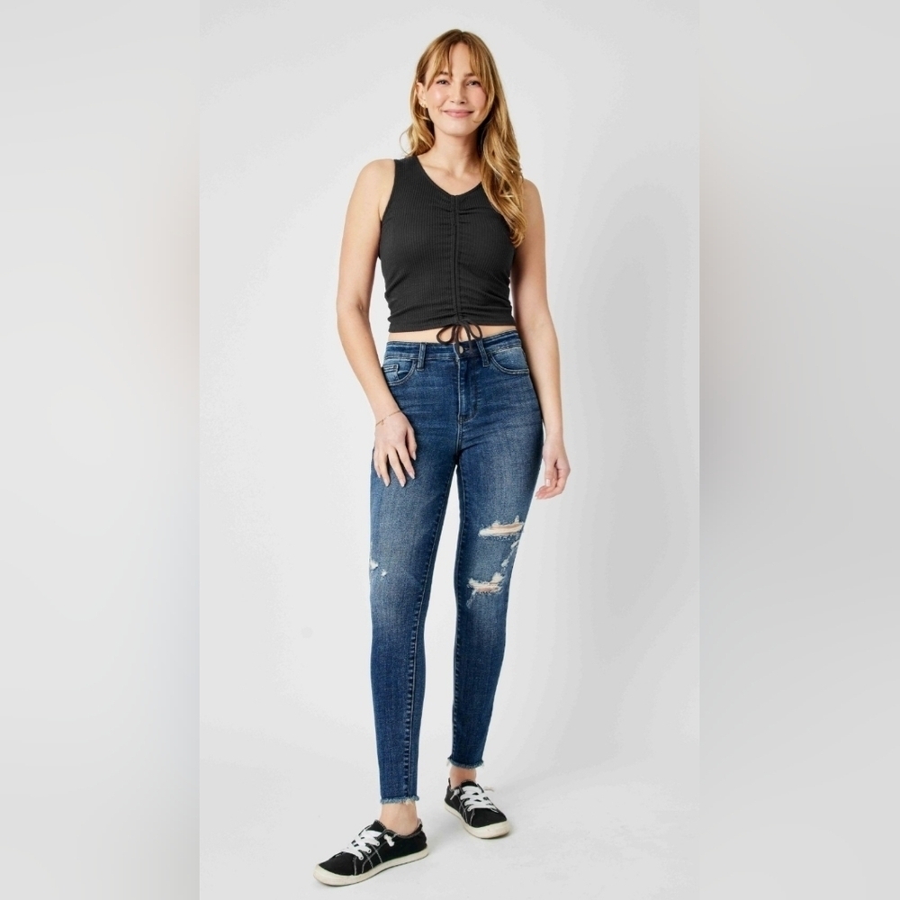 Judy Blue High Rise Dark Wash Distressed Skinny Jeans Stretch Various NEW